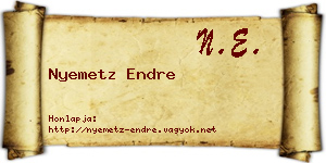 Nyemetz Endre névjegykártya